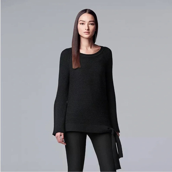Simply Vera Vera Wang Women’s Side-Tie Ribbed Turtleneck Fall Winter Sweater - Picture 1 of 17